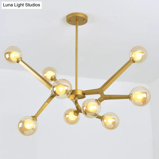 Modern Bubble Glass Ceiling Chandelier With 5/9 Lights - Elegant Luminaire Lighting In Black/Gold