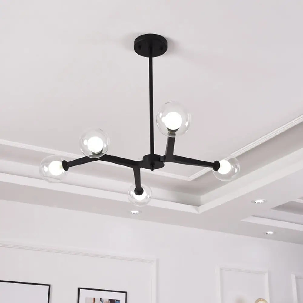 Modern Bubble Glass Ceiling Chandelier With 5/9 Lights - Elegant Luminaire Lighting In Black/Gold 5