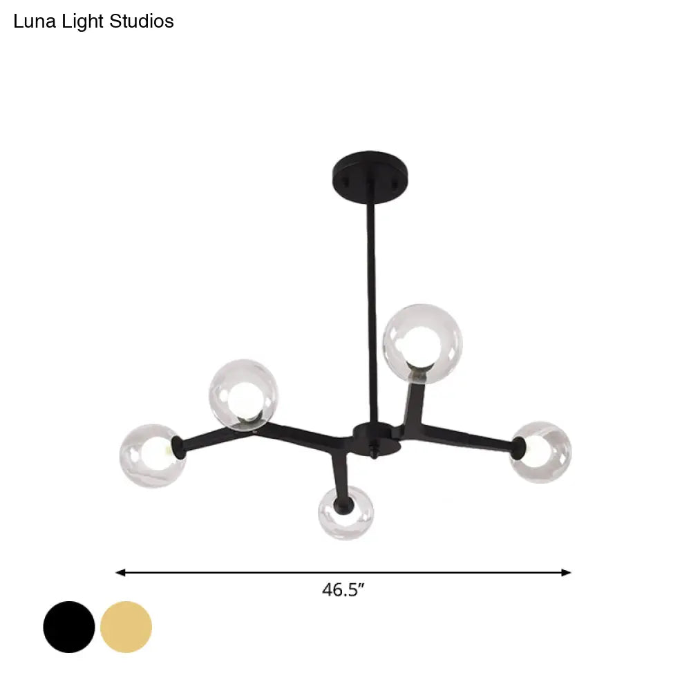 Modern Bubble Glass Ceiling Chandelier With 5/9 Lights - Elegant Luminaire Lighting In Black/Gold