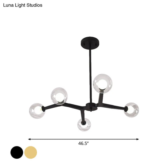 Modern Bubble Glass Ceiling Chandelier With 5/9 Lights - Elegant Luminaire Lighting In Black/Gold