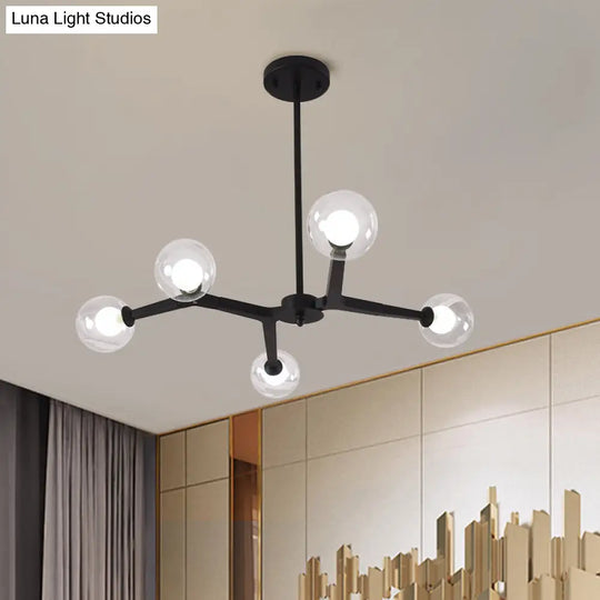 Modern Bubble Glass Ceiling Chandelier With 5/9 Lights - Elegant Luminaire Lighting In Black/Gold