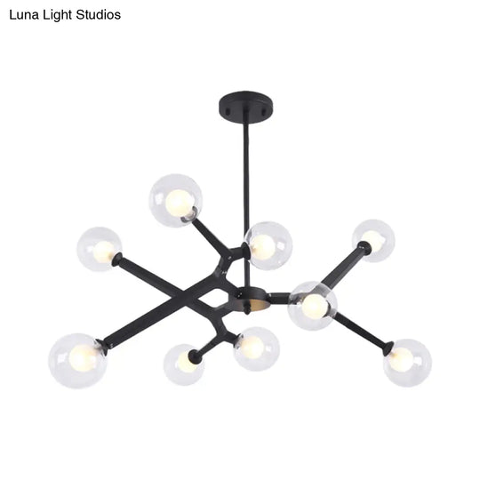 Modern Bubble Glass Ceiling Chandelier With 5/9 Lights - Elegant Luminaire Lighting In Black/Gold