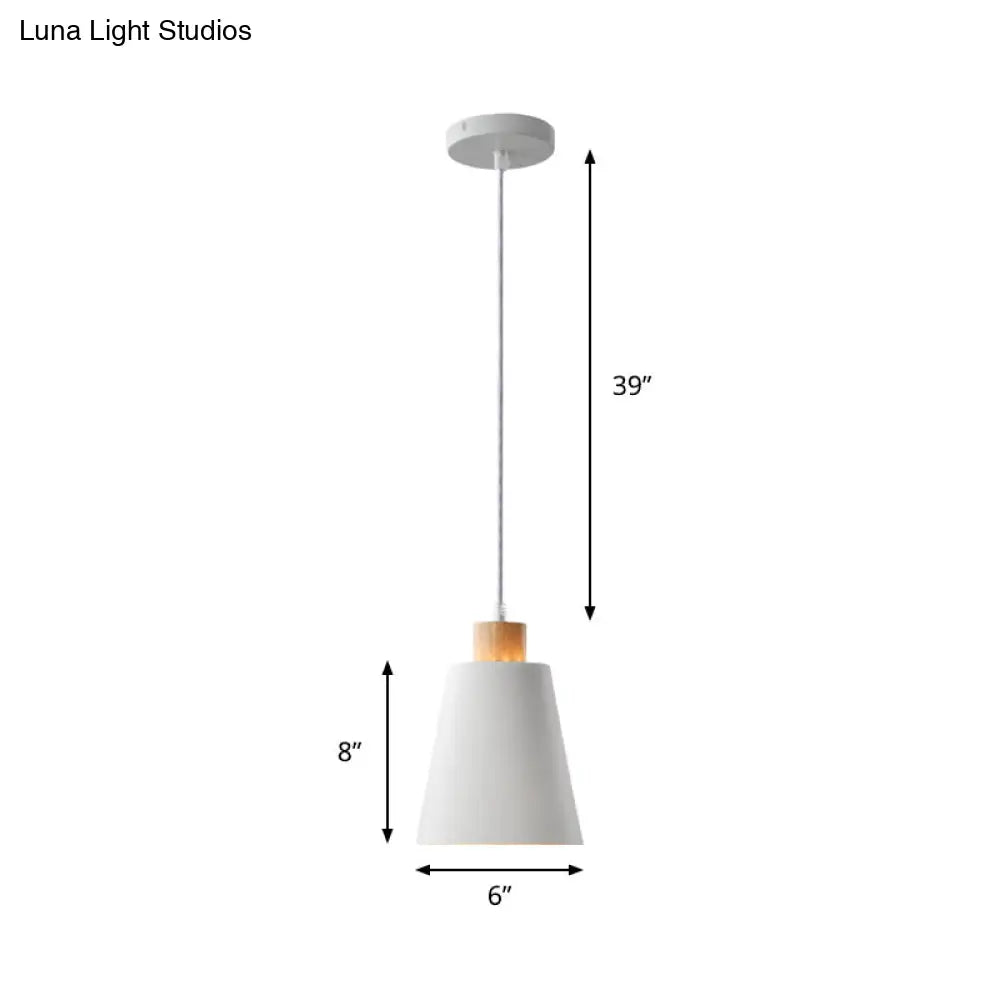 Modern Bucket Pendant Lamp In Metallic White Finish - Stylish Hanging Light For Hallway With