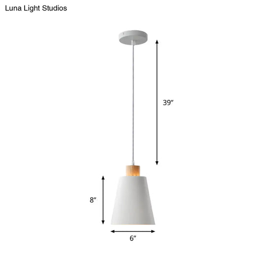 Modern Bucket Pendant Lamp In Metallic White Finish - Stylish Hanging Light For Hallway With