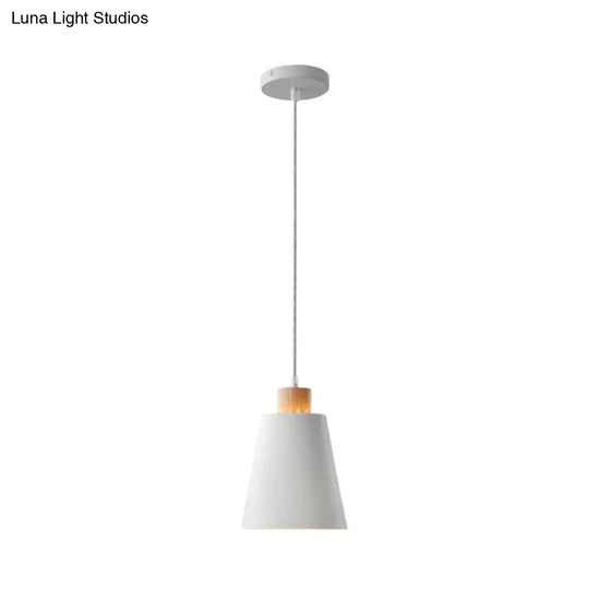 Modern Bucket Pendant Lamp In Metallic White Finish - Stylish Hanging Light For Hallway With