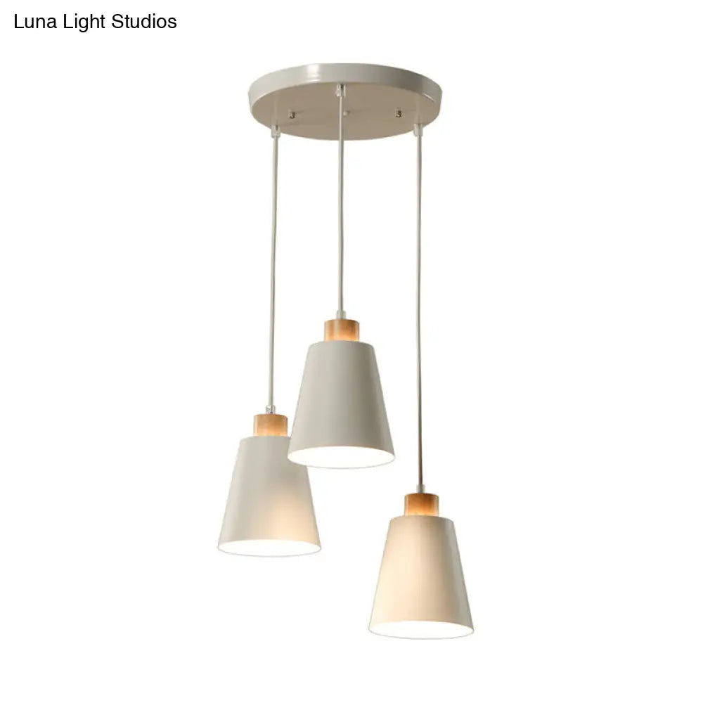 Modern Bucket Pendant Lamp In Metallic White Finish - Stylish Hanging Light For Hallway With