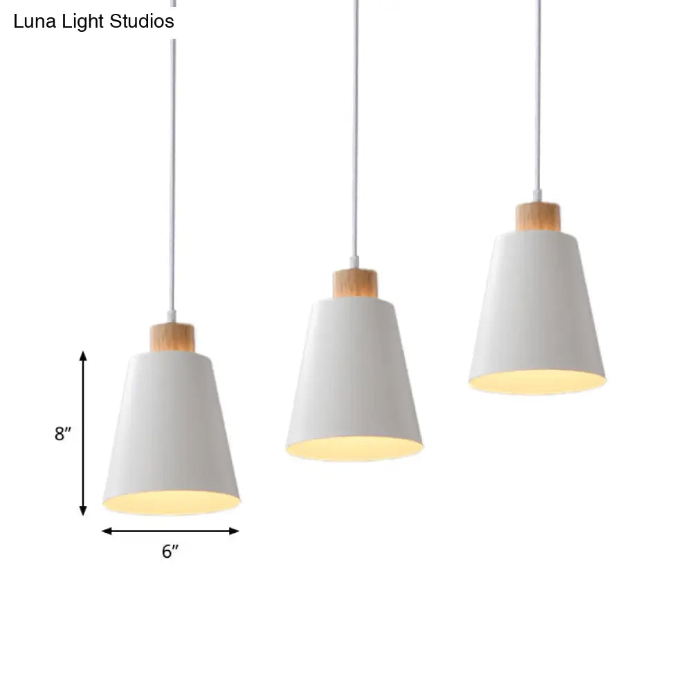 Modern Bucket Pendant Lamp In Metallic White Finish - Stylish Hanging Light For Hallway With