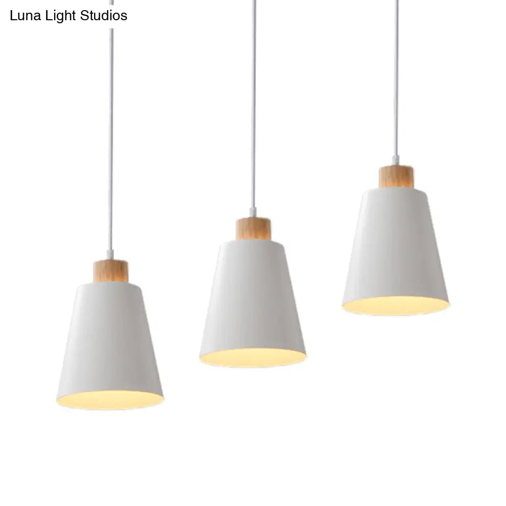 Modern Bucket Pendant Lamp In Metallic White Finish - Stylish Hanging Light For Hallway With