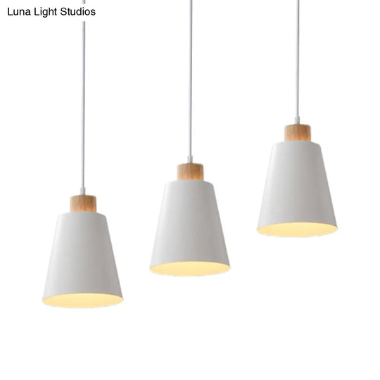 Modern Bucket Pendant Lamp In Metallic White Finish - Stylish Hanging Light For Hallway With