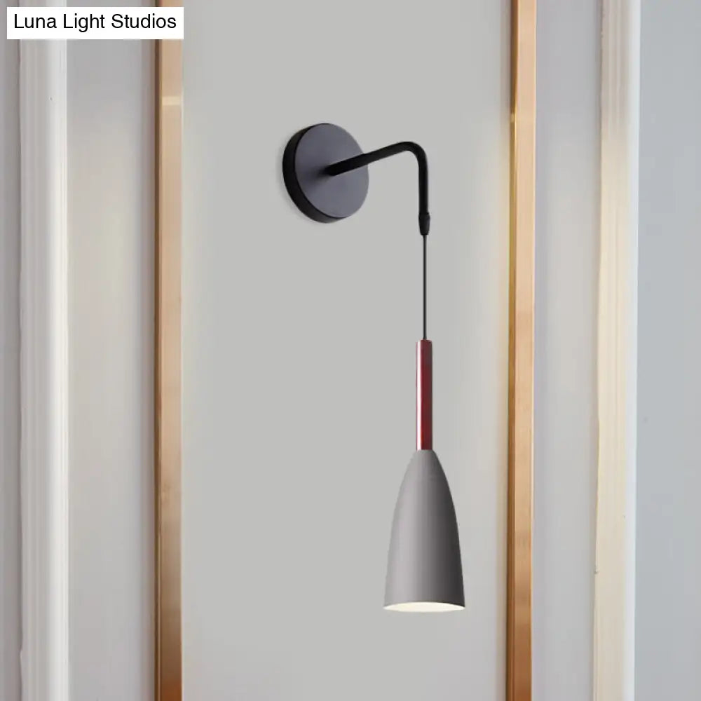 Modern Bullet Wall Mount Sconce Lamp In Black/White/Grey For Bedside - Single Bulb Fixture