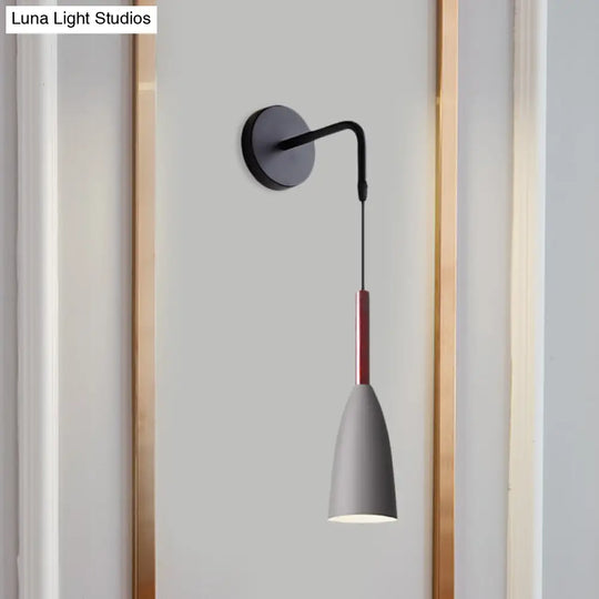 Modern Bullet Wall Mount Sconce Lamp In Black/White/Grey For Bedside - Single Bulb Fixture