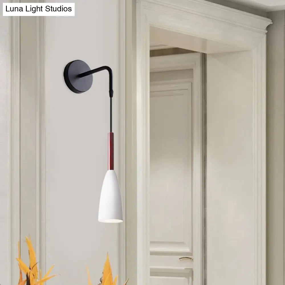 Modern Bullet Wall Mount Sconce Lamp In Black/White/Grey For Bedside - Single Bulb Fixture