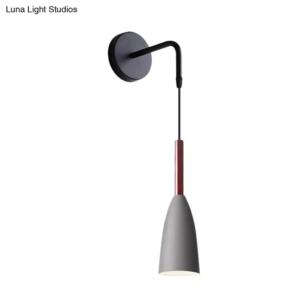 Modern Bullet Wall Mount Sconce Lamp In Black/White/Grey For Bedside - Single Bulb Fixture