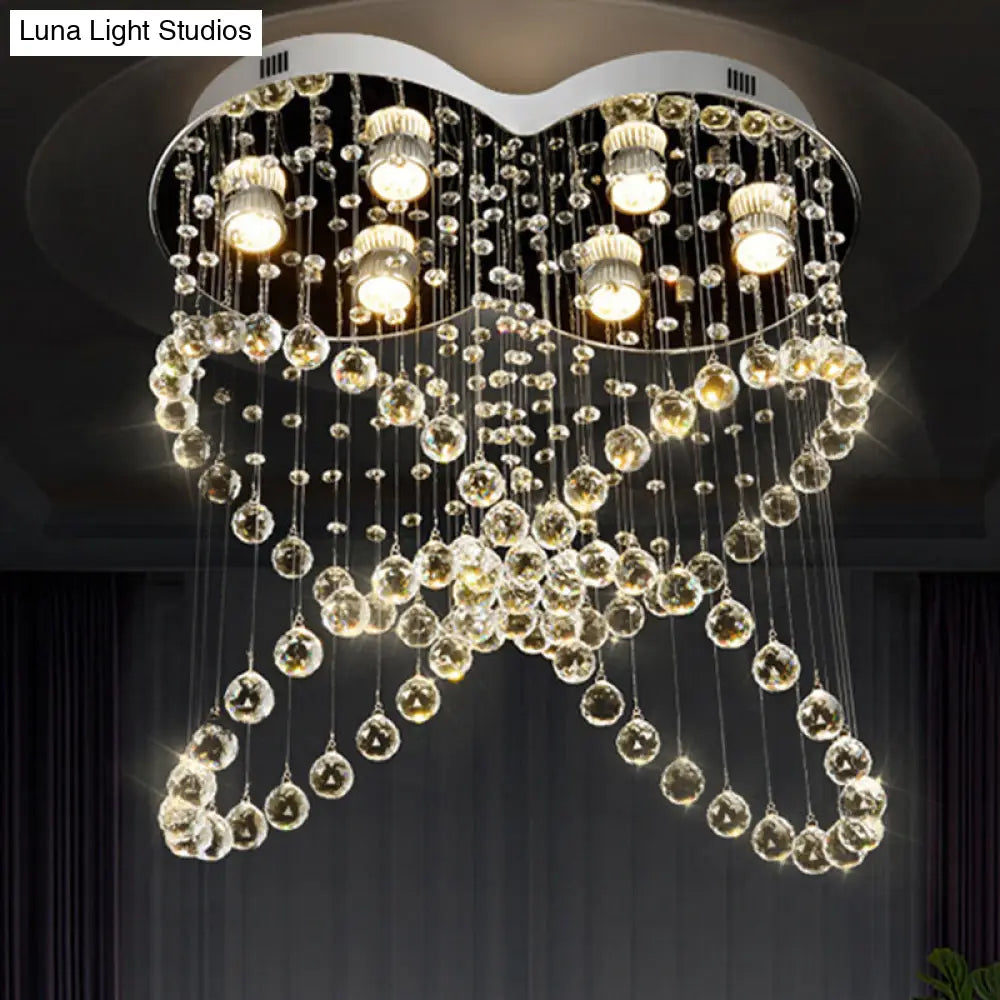 Modern Butterfly Crystal Flush Mount Pendant With 4 Rings Clear