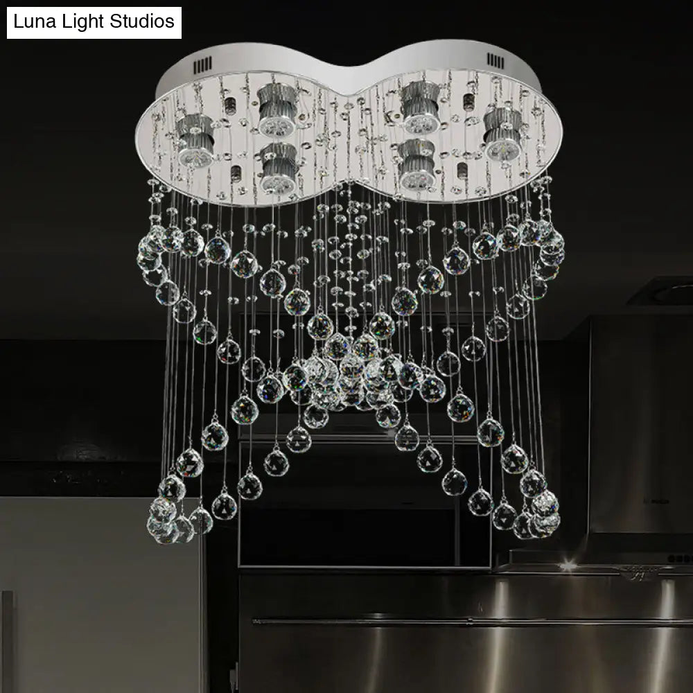 Modern Butterfly Crystal Flush Mount Pendant With 4 Rings