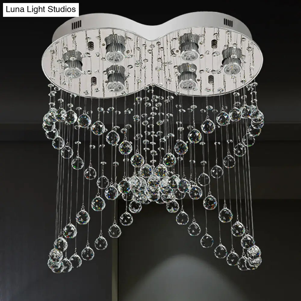 Modern Butterfly Crystal Flush Mount Pendant With 4 Rings