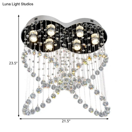 Modern Butterfly Crystal Flush Mount Pendant With 4 Rings