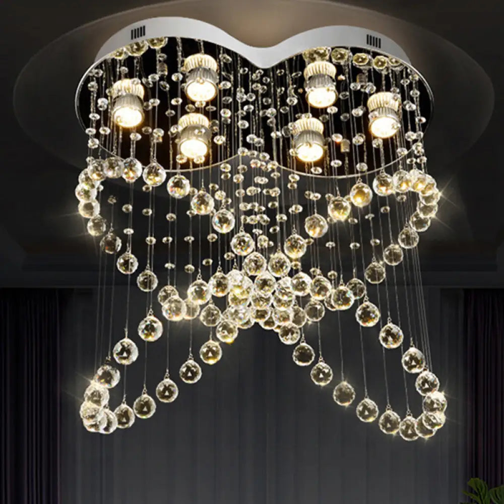 Modern Butterfly Crystal Flush Mount Pendant With 4 Rings Clear