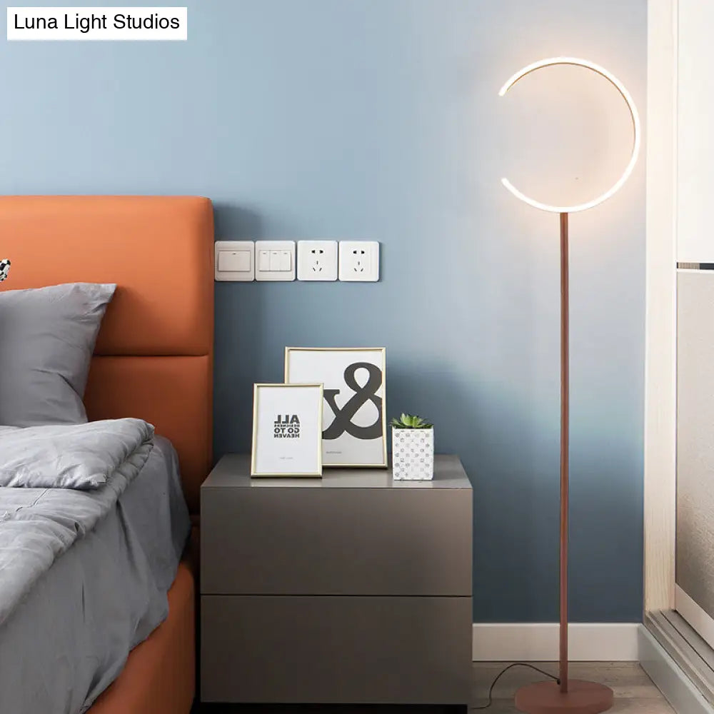 Modern C-Like Led Stand Up Lamp: Sleek Acrylic Design For Bedside Reading Coffee Tone Light With