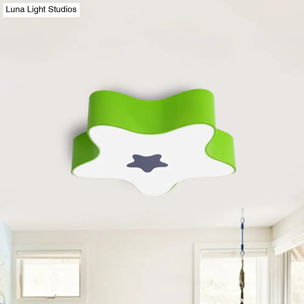 Modern Cartoon Ceiling Light: Acrylic Metal Flush Mount For Game Room Green / 18 White