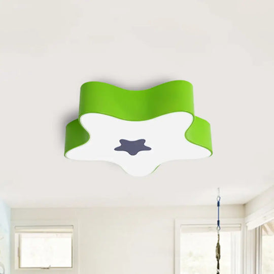 Modern Cartoon Ceiling Light: Acrylic Metal Flush Mount For Game Room Green / 18’ White