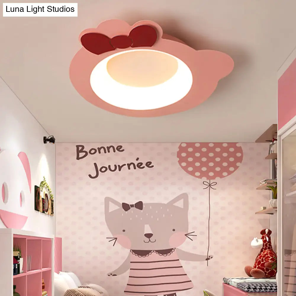 Modern Cartoon Flush Mount Led Pink Ceiling Lamp With Warm/White Light