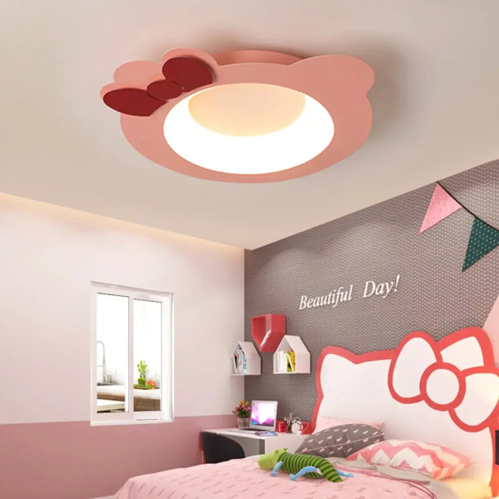 Modern Cartoon Flush Mount Led Pink Ceiling Lamp With Warm/White Light / Warm