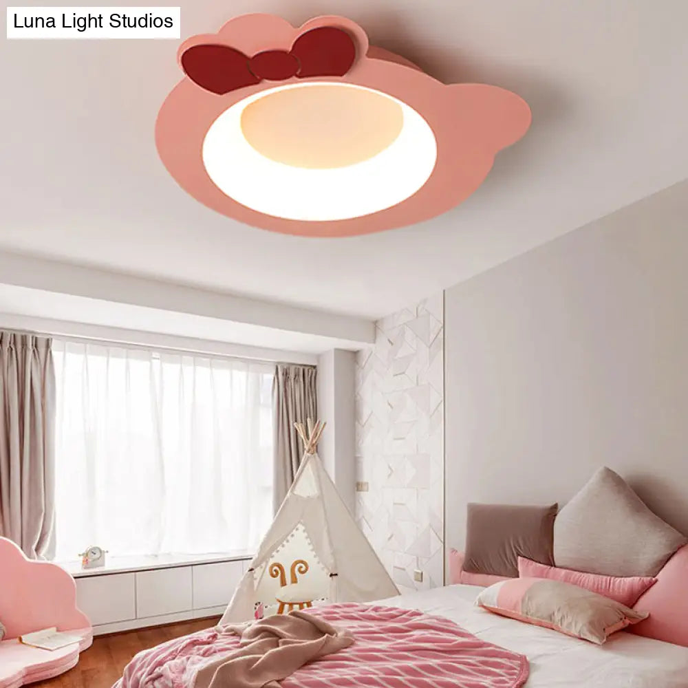Modern Cartoon Flush Mount Led Pink Ceiling Lamp With Warm/White Light