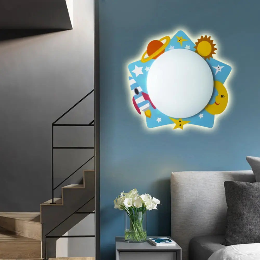 Modern Cartoon Led Nursing Room Wall Sconce Blue / A