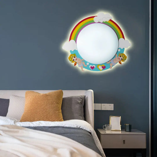 Modern Cartoon Led Nursing Room Wall Sconce Blue / B