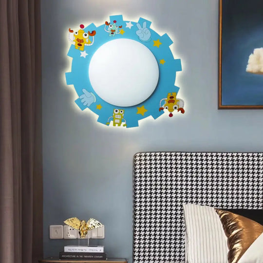 Modern Cartoon Led Nursing Room Wall Sconce Blue / D