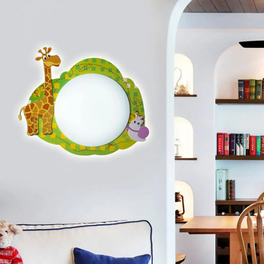 Modern Cartoon Led Nursing Room Wall Sconce Green / E