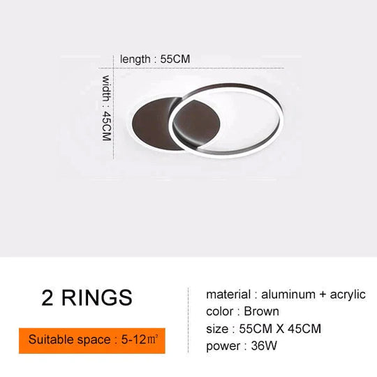 Modern Ceiling Lights For Living Room Circle Gold Brown Led Plafon Decor Bedroom Lamps Fixture With
