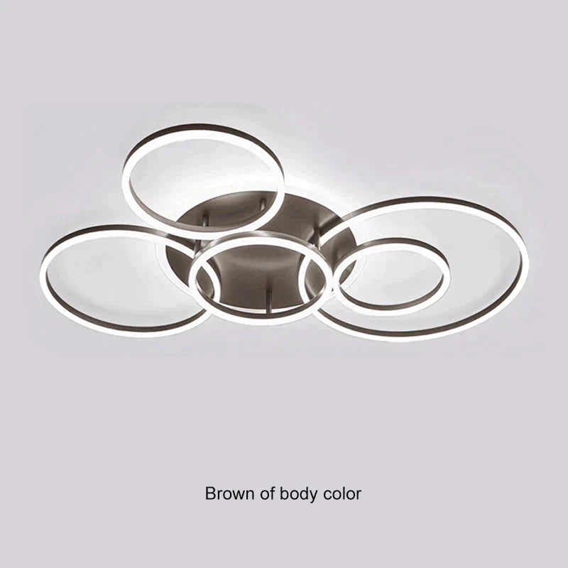 Modern Ceiling Lights For Living Room Circle Gold Brown Led Plafon Decor Bedroom Lamps Fixture With