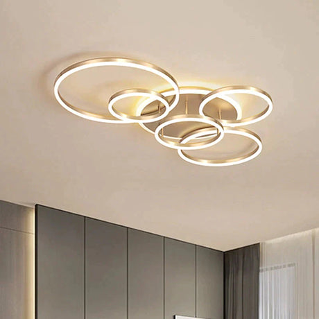 Modern Ceiling Lights For Living Room Circle Gold Brown Led Plafon Decor Bedroom Lamps Fixture With