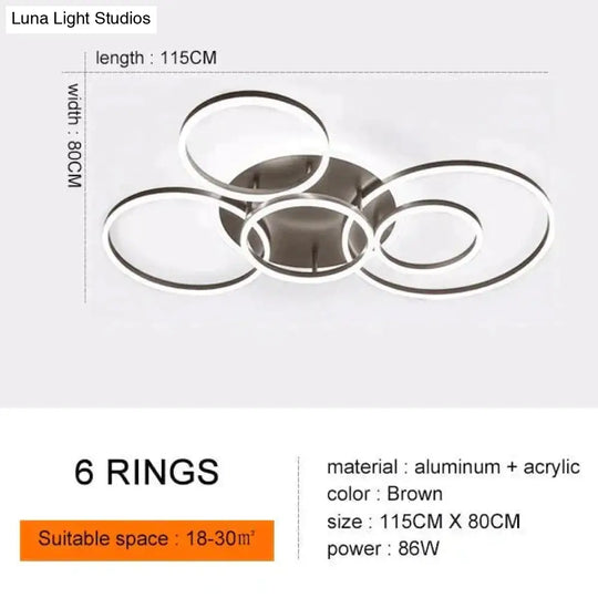 Modern Ceiling Lights For Living Room Circle Gold Brown Led Plafon Decor Bedroom Lamps Fixture With