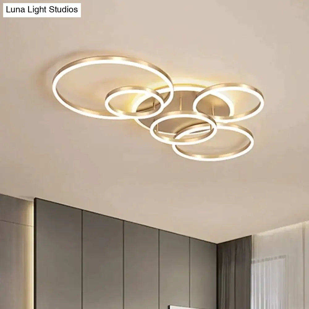 Modern Ceiling Lights For Living Room Circle Gold Brown Led Plafon Decor Bedroom Lamps Fixture With