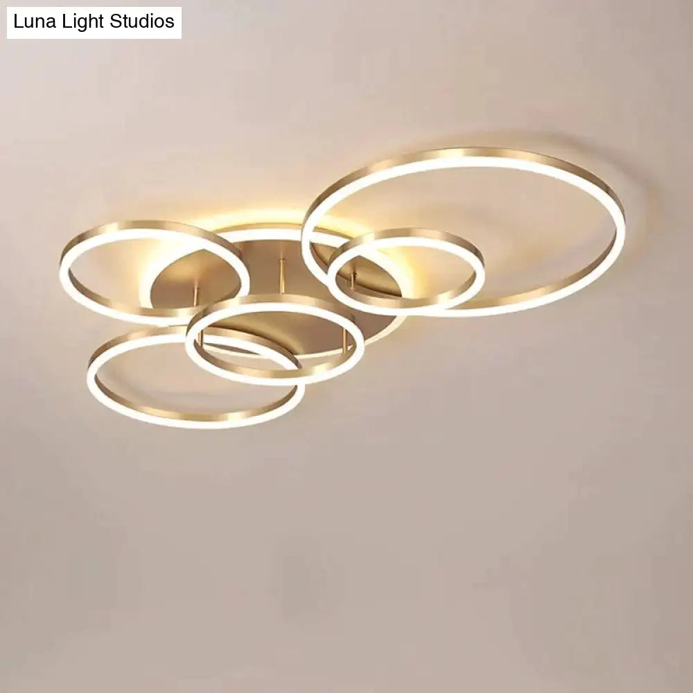 Modern Ceiling Lights For Living Room Circle Gold Brown Led Plafon Decor Bedroom Lamps Fixture With