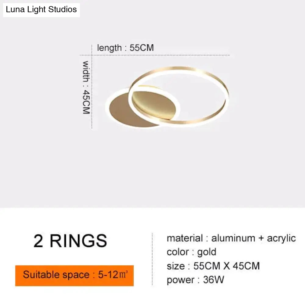 Modern Ceiling Lights For Living Room Circle Gold Brown Led Plafon Decor Bedroom Lamps Fixture With