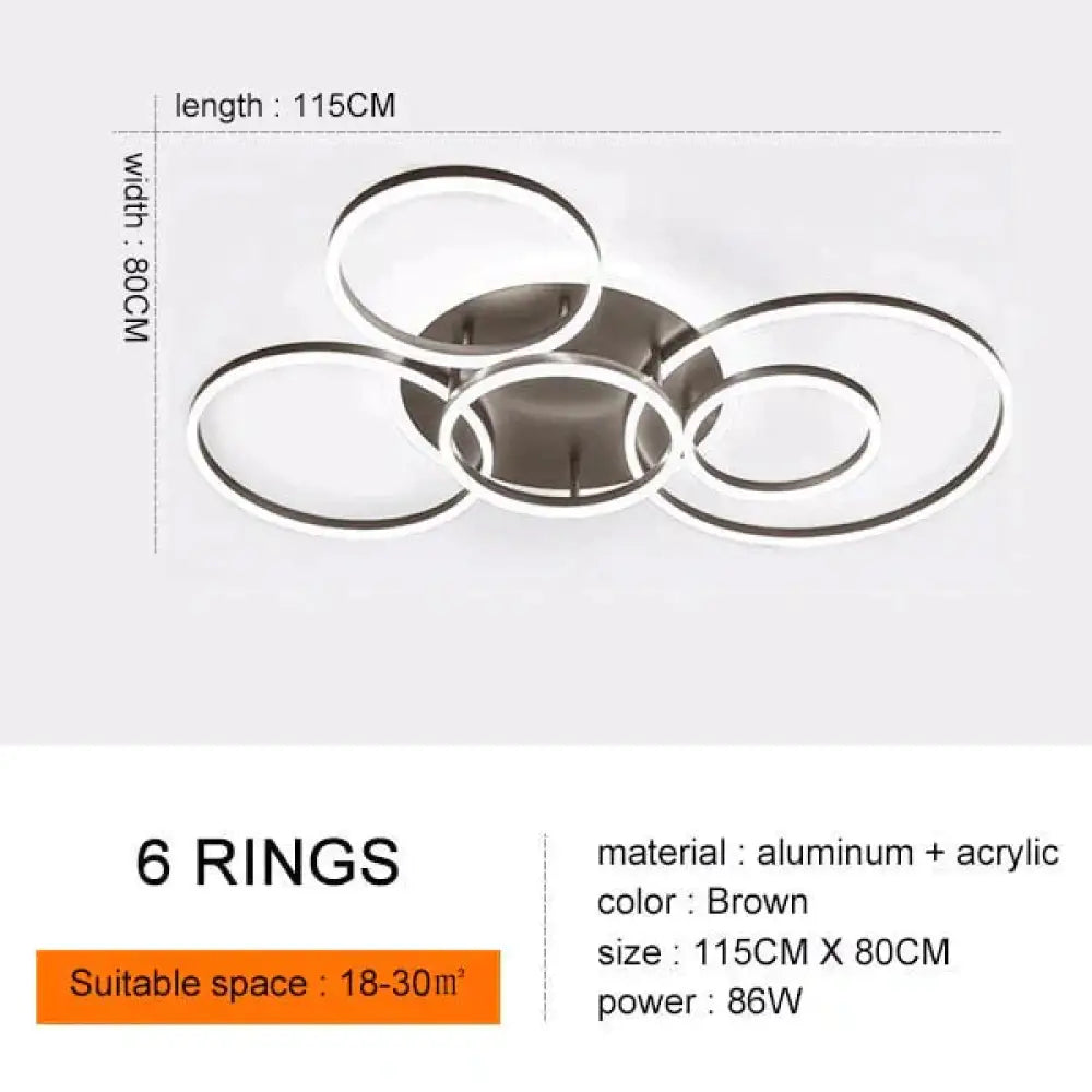 Modern Ceiling Lights For Living Room Circle Gold Brown Led Plafon Decor Bedroom Lamps Fixture With