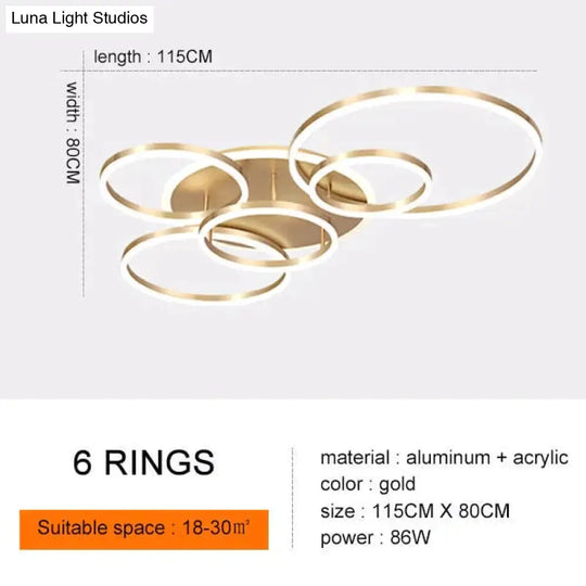 Modern Ceiling Lights For Living Room Circle Gold Brown Led Plafon Decor Bedroom Lamps Fixture With