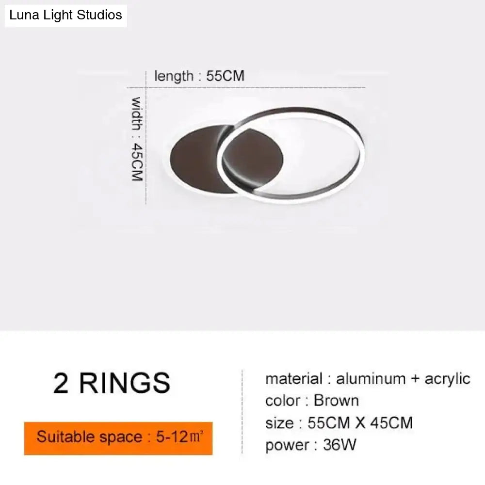 Modern Ceiling Lights For Living Room Circle Gold Brown Led Plafon Decor Bedroom Lamps Fixture With