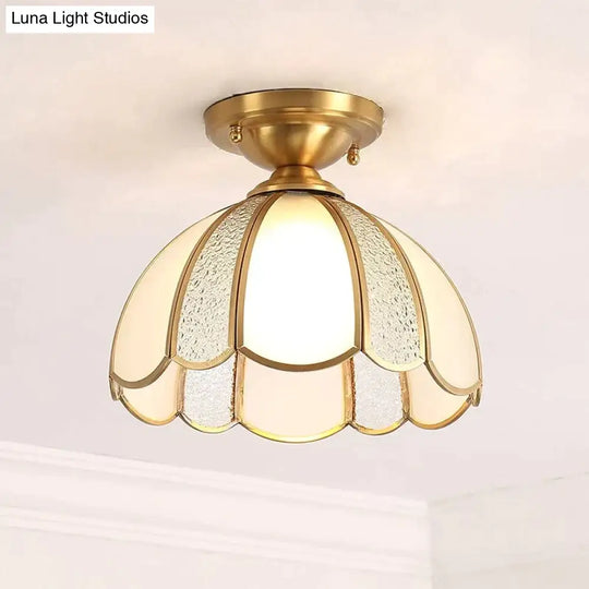 Modern Ceiling Lights Foyer Copper Lamp Corridor Led Glass Lampshade Dining Lamps Bedroom Brass