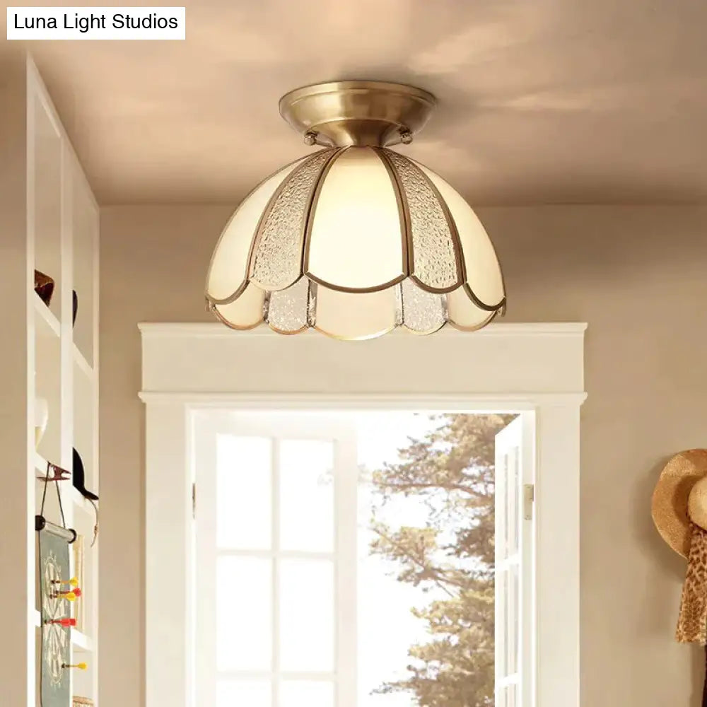 Modern Ceiling Lights Foyer Copper Lamp Corridor Led Glass Lampshade Dining Lamps Bedroom Brass