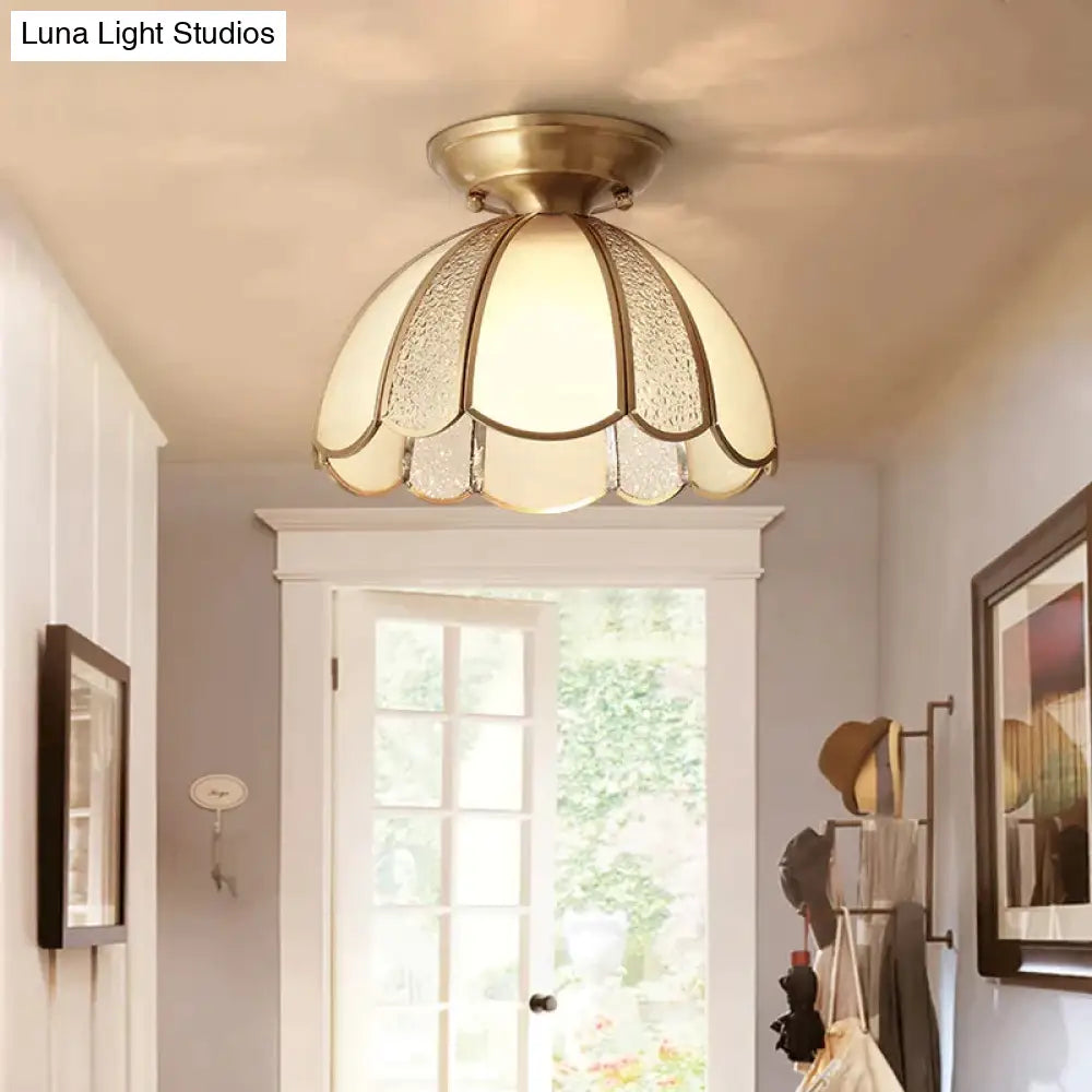 Modern Ceiling Lights Foyer Copper Lamp Corridor Led Glass Lampshade Dining Lamps Bedroom Brass