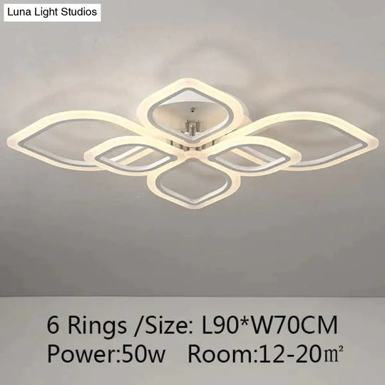 Modern Ceiling Lights Led Lamp For Living Room Bedroom Study White Color Surface Mounted Deco 6Rings