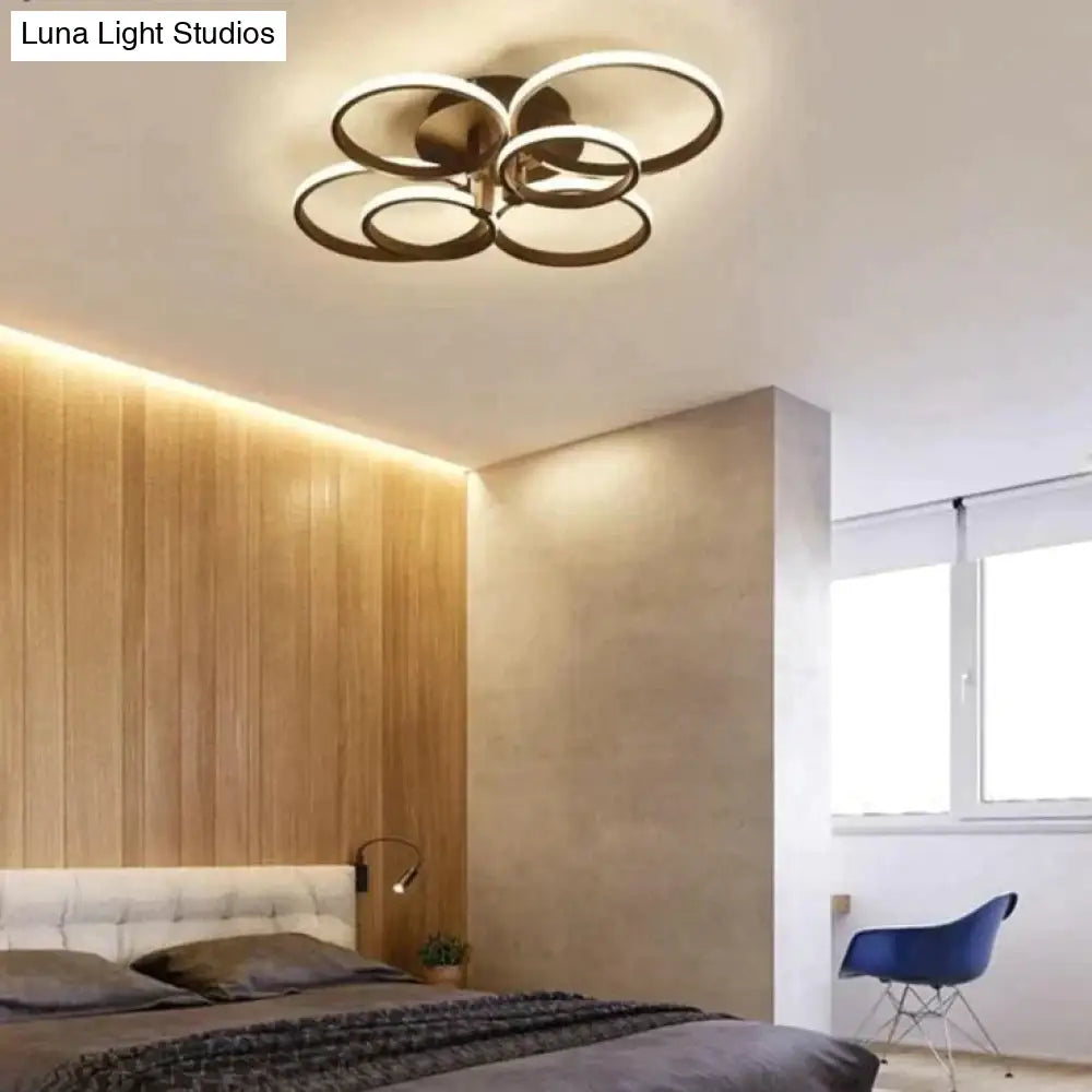 Modern Ceiling Lights Led Lamp For Living Room Bedroom White Coffee Color Surface Mounted Round