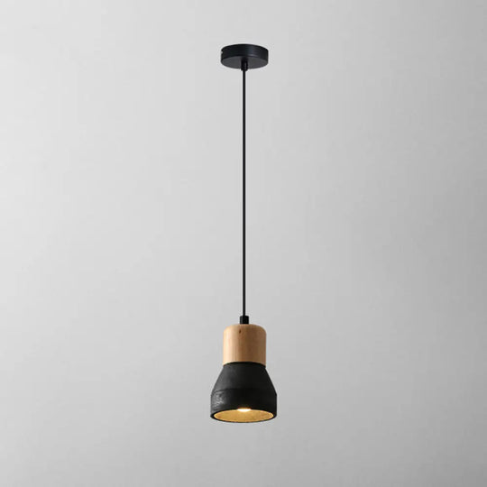 Modern Cement Bell Pendant Light Fixture For Dining Room - 1-Light Suspension Black