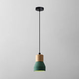 Modern Cement Bell Pendant Light Fixture For Dining Room - 1-Light Suspension Green