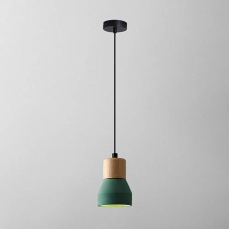 Modern Cement Bell Pendant Light Fixture For Dining Room - 1-Light Suspension Green